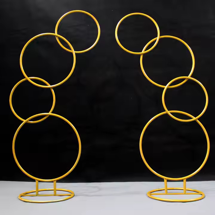 Add elegance and sophistication to your event with our Gold Circle Hoop Stand